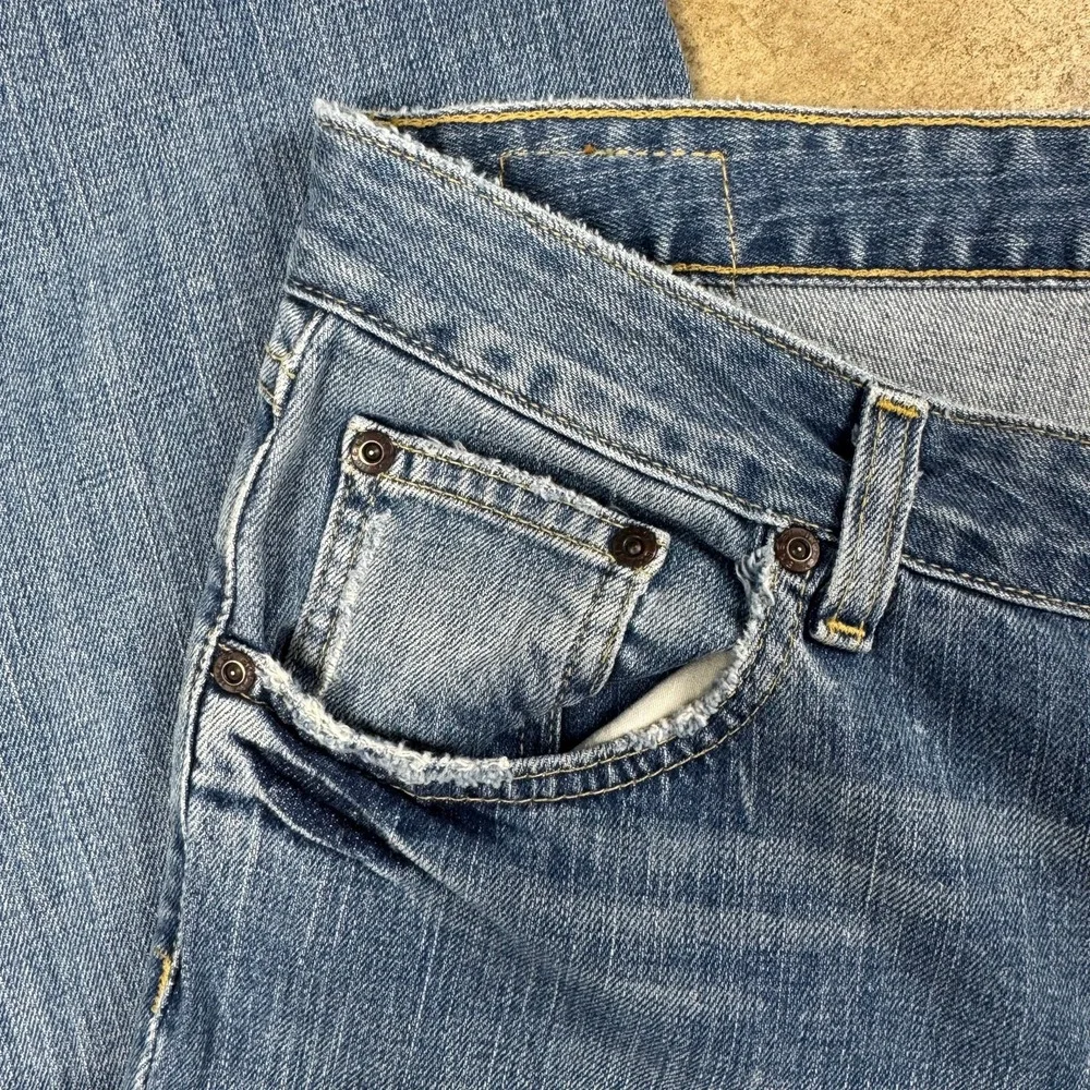 BKE Easy Street Bootcut Jeans Mens 34x33.5‎ Blue Faded Distressed Denim Buckle